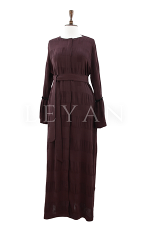 Orhan Store Kolları Payetleri Ferace- LYN04484 Mürdüm