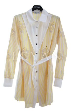 Fuat Gürşen İşleme Detaylı Gömlek Tunik- LYN04490 Sarı