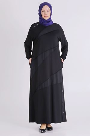 Behrem Kuşgözlü Elbise- LYN04493 Siyah