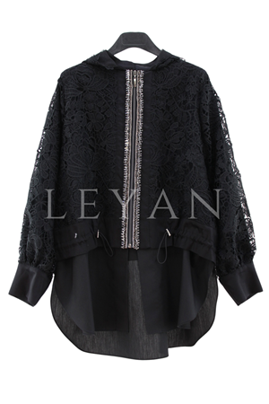 My312 Dantelli Ceket- LYN04494 Siyah