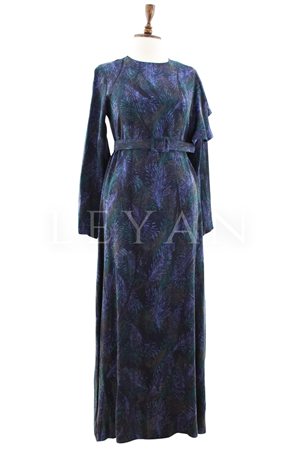 Orhan Store Desenli Elbise- LYN04504 Lacivert