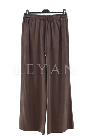 Sentez Ekvator Yanı Nervürlü Geniş Paça Pantolon- LYN04502 Kahve