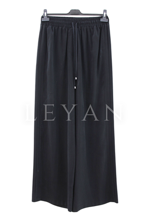 Sentez Ekvator Yanı Nervürlü Geniş Paça Pantolon- LYN04502 Siyah