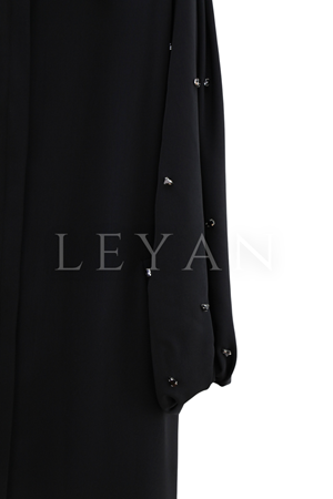 Orhan Store Taş İşlemeli Ferace- LYN04506 Siyah