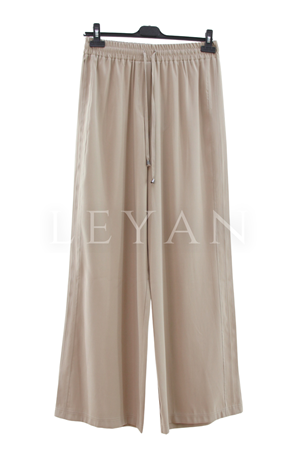 Sentez Ekvator Yanı Nervürlü Geniş Paça Pantolon- LYN04502 Taş