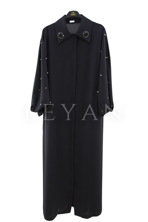 Orhan Store Taş İşlemeli Ferace- LYN04506 Siyah