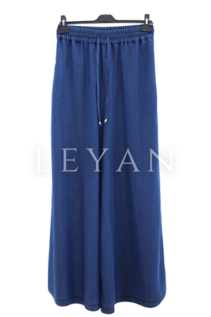 Sentez Mie Tensel Geniş Paça Pantolon- LYN04507 Mavi