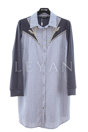 Fuat Gürşen Gömlek Detaylı Tunik- LYN04508 İndigo