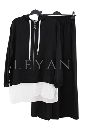 Armine Trend Gömlek Detaylı Takım- LYN04516 Siyah