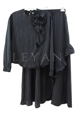 Nuss Çiçek Detaylı Takım- LYN04524 Siyah