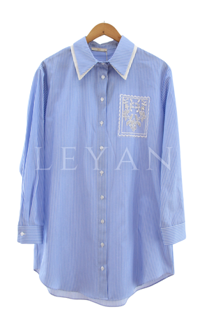 Levidor Cebi İşlemeli Gömlek- LYN04526 Mavi