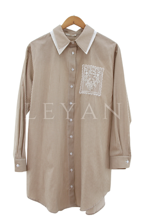 Levidor Cebi İşlemeli Gömlek- LYN04526 Bej