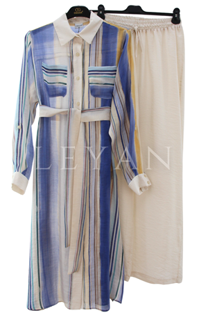Orhan Store Renkli Çizgili Takım- LYN04539 İndigo
