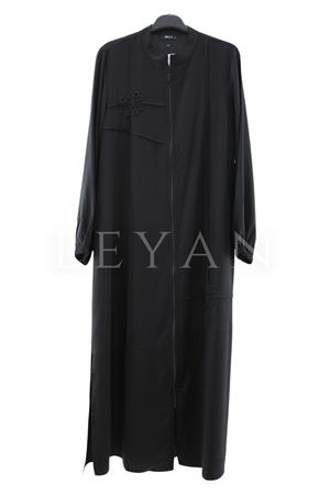 Micca Boncuk İşlemeli Ferace- LYN04541 Siyah