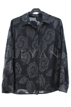 Femina Jakakarlı Şifon Gömlek- LYN04552 Siyah