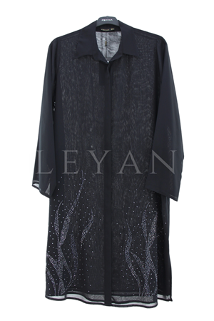 Femina Taşlı Şifon Gömlek- LYN04558 Siyah