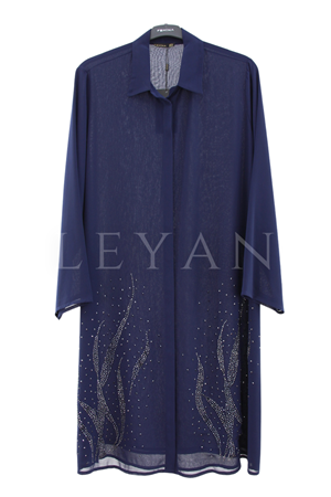 Femina Taşlı Şifon Gömlek- LYN04558 Lacivert