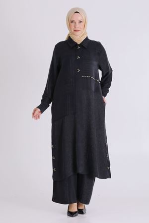 Behrem Simli İşlemeli Takım- LYN04562 Siyah