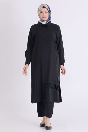 Behrem Lase Detaylı Takım-LYN04570 Siyah