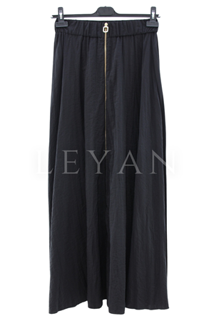 Sentez Fermuarlı Kırıştırma Etek- LYN04579 Siyah