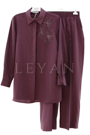 Nuss İşlemeli Takım- LYN04580 Mürdüm
