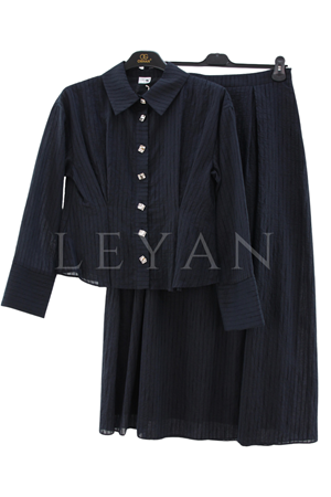 Orhan Store Düğmeli Etekli Takım- LYN04582 Siyah