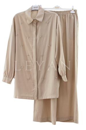 Nuss Taşlı Takım- LYN04583 Bej