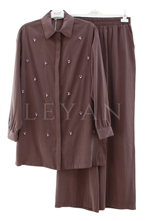 Nuss Taşlı Takım- LYN04583 Kahve