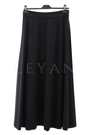 Sentez Rozie Yanı Fermuarlı Kloş Etek- LYN04596 Siyah