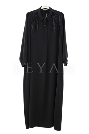 Müsemma Leylak Elbise-LYN04630 Siyah