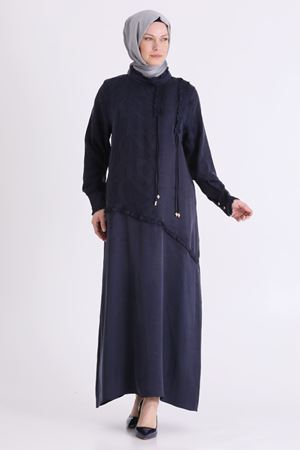 Behrem Qupra Elbise-LYN04632 Lacivert