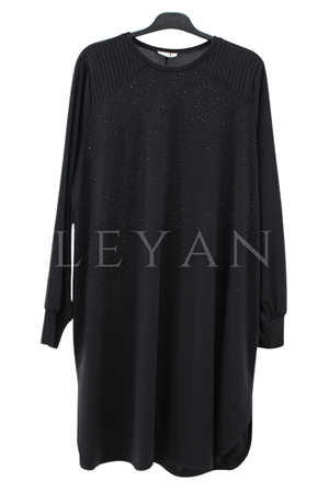Dule Taşlı Bambu Tunik-LYN04634 Siyah