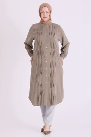 Behrem Boncuk İşlemeli Tunik-LYN04664 Haki