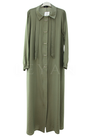Micca Fermuarlı Ferace- LYN04671 Haki