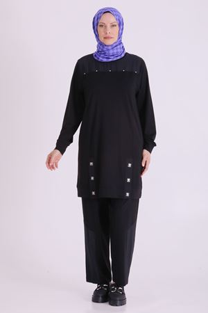 Behrem Çıtçıt Detaylı Takım-LYN04676 Siyah