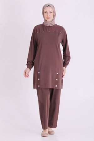 Behrem Çıtçıt Detaylı Takım-LYN04676 Kahve