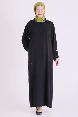Behrem Zımba Detaylı Elbise-LYN04678 Siyah