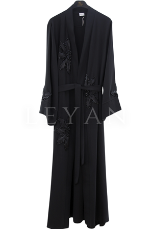 Orhan Store İşlemeli Abaya Takım-LYN04683 Siyah