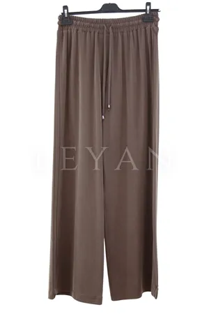 Sentez Doha Yanları Nervürlü Pantolon-LYN04685 Kahve