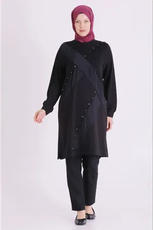 Behrem Paraşüt Detaylı Tunik-LYN04686 Siyah