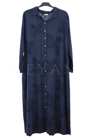 Çiçek Desenli Elbise- LYN04689 Lacivert