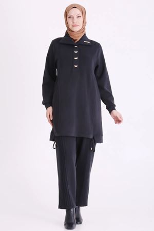 Behrem Nervür Detaylı Takım-LYN04697 Siyah