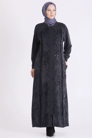 Qupra Detaylı Ferace-LYN04707 Siyah
