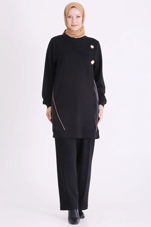 Behrem Deri Detaylı Takım-LYN04721 Siyah