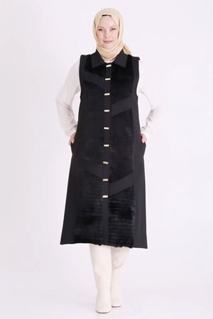 Behrem Kürk Detaylı Yelek-LYN04735 Siyah