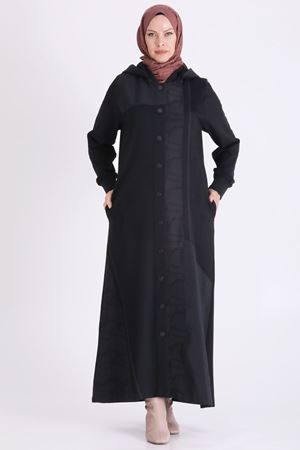 Behrem Brokar Detaylı Ferace-LYN04750 Siyah