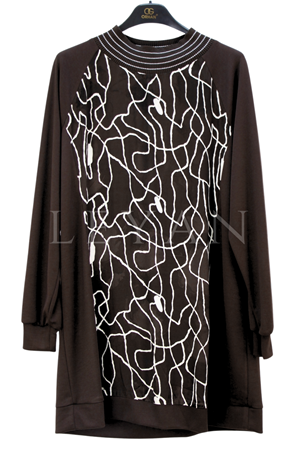 Orhan Store Desenli Tunik-LYN04751 Kahve