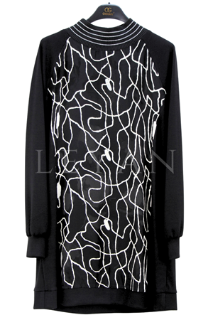 Orhan Store Desenli Tunik-LYN04751 Siyah