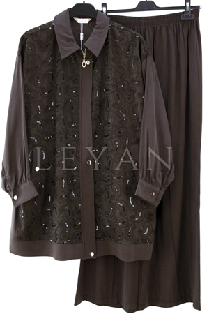 Payetli Takım-LYN04752 Kahve