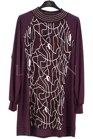 Orhan Store Desenli Tunik-LYN04751 Bordo